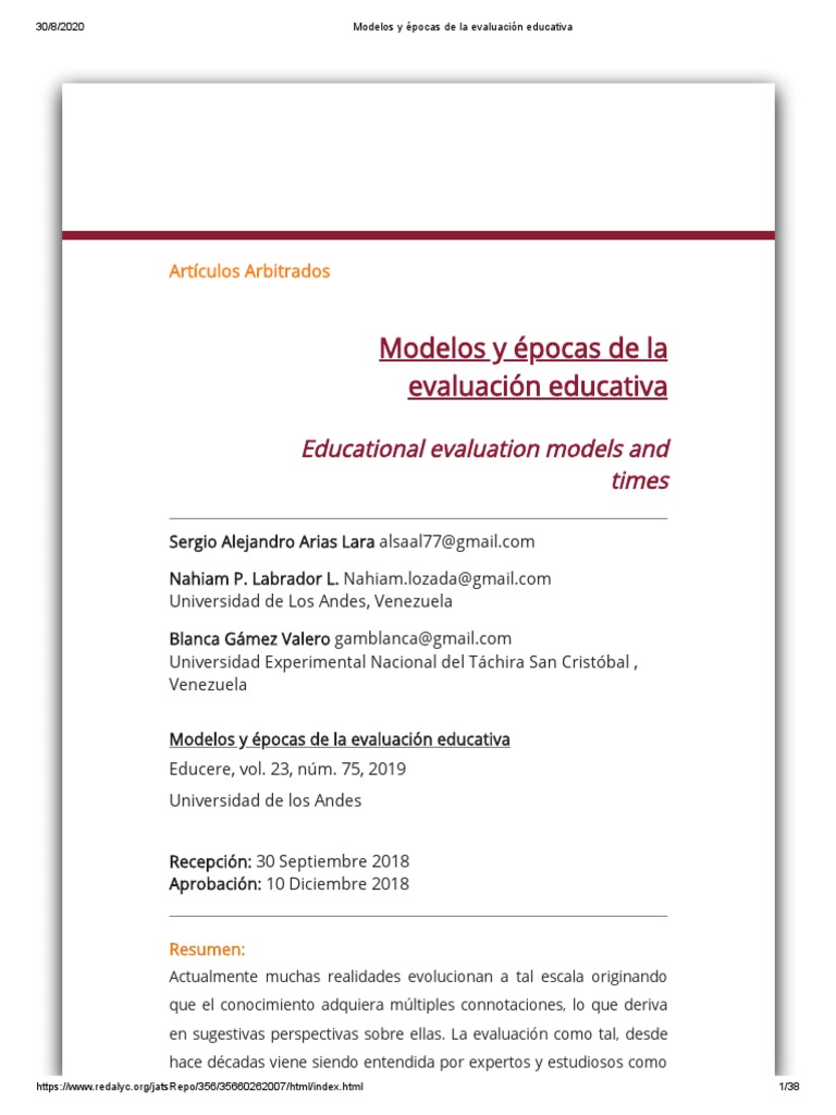 Modelos y Épocas de La Evaluación Educativa | PDF | Evaluación ...