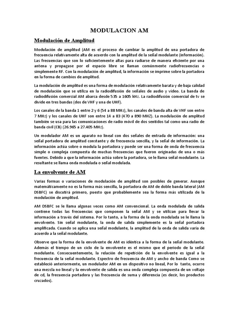 Imforme Del Laboratorio de Modulacion Am | PDF | Modulación | Frecuencia