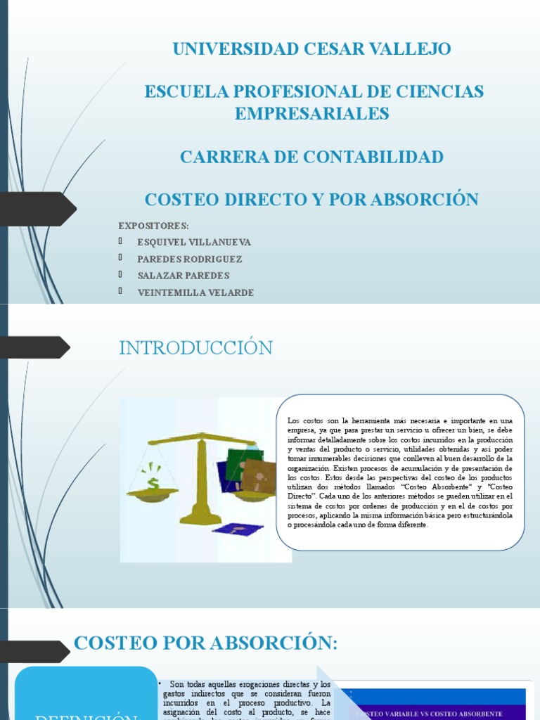 Costeo Directo vs. Absorbente en Contabilidad | PDF | Costo | Business