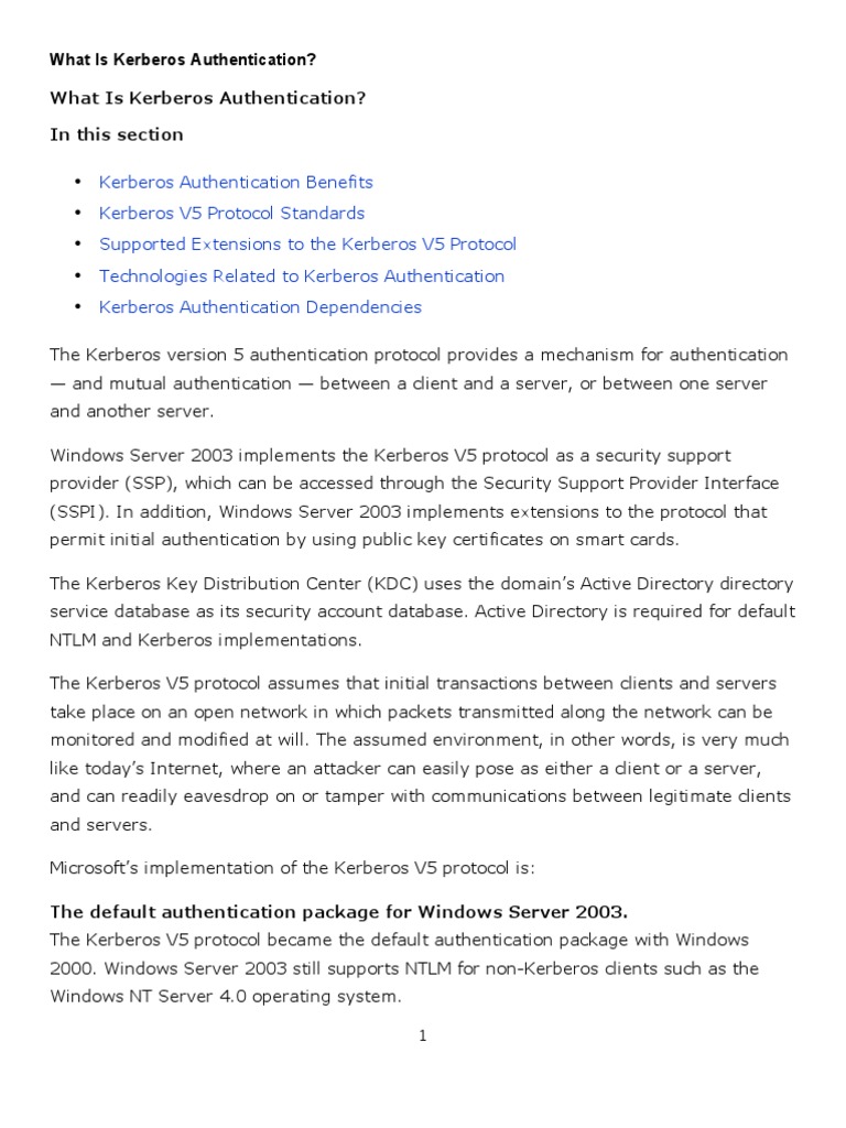 Understanding Kerberos Authentication | PDF | Active Directory | Domain ...