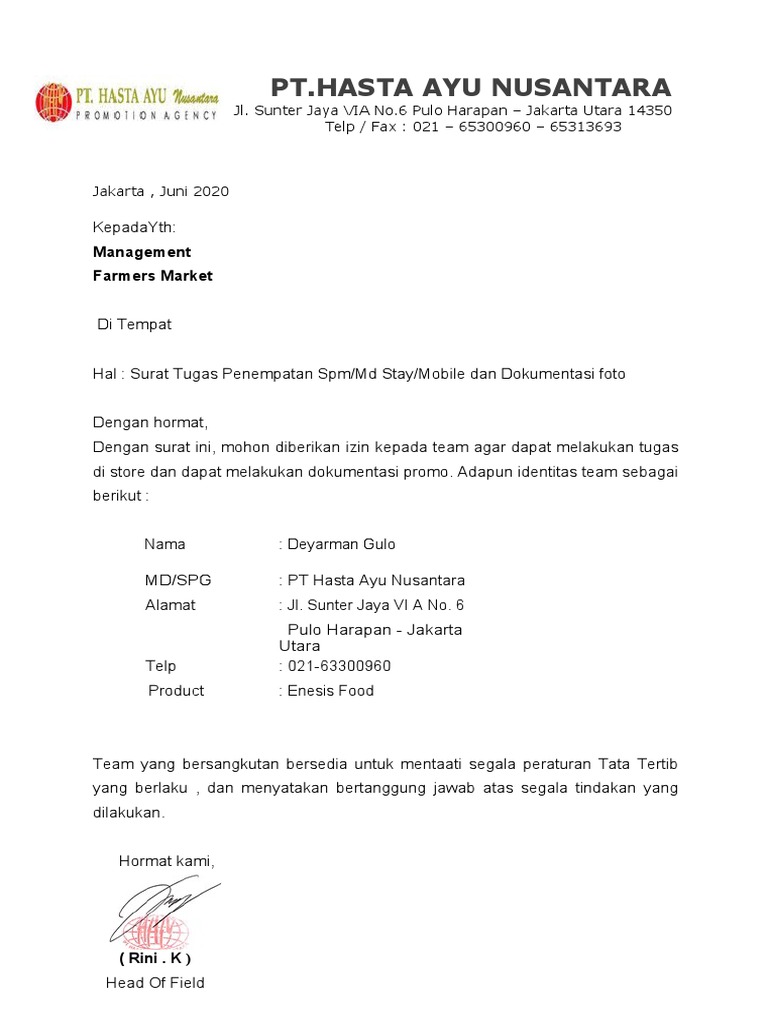 Surat Tugas Md Cipinang Pdf