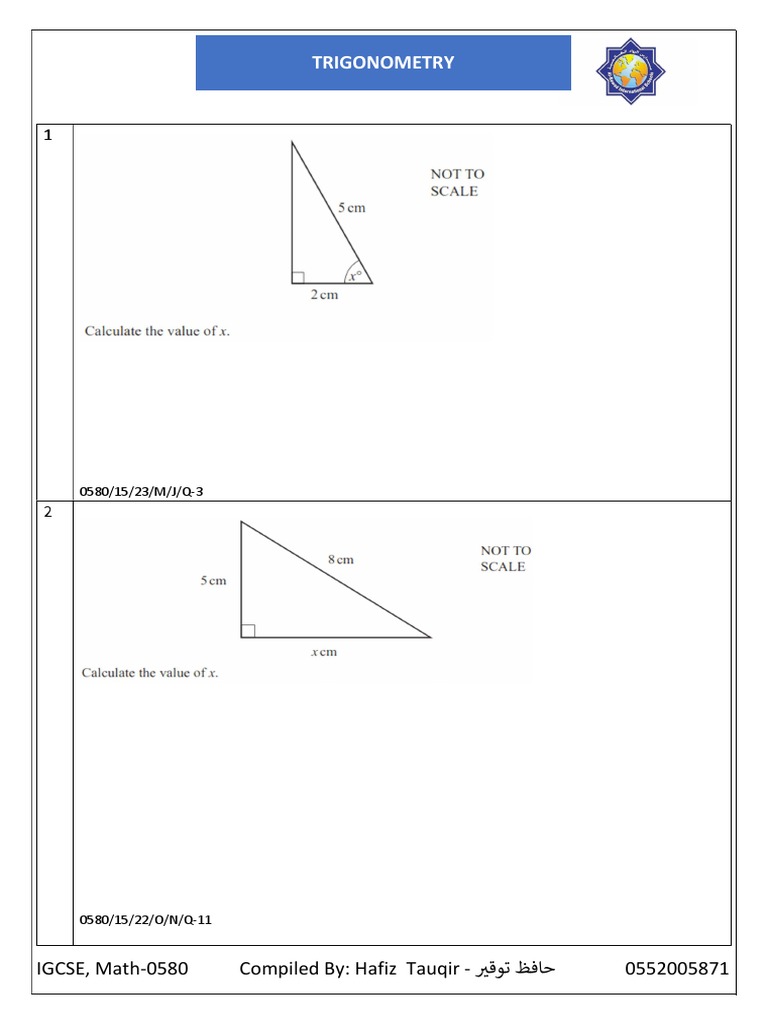 Trigonometry Practice for IGCSE 0580 | PDF | Finance & Money Management ...