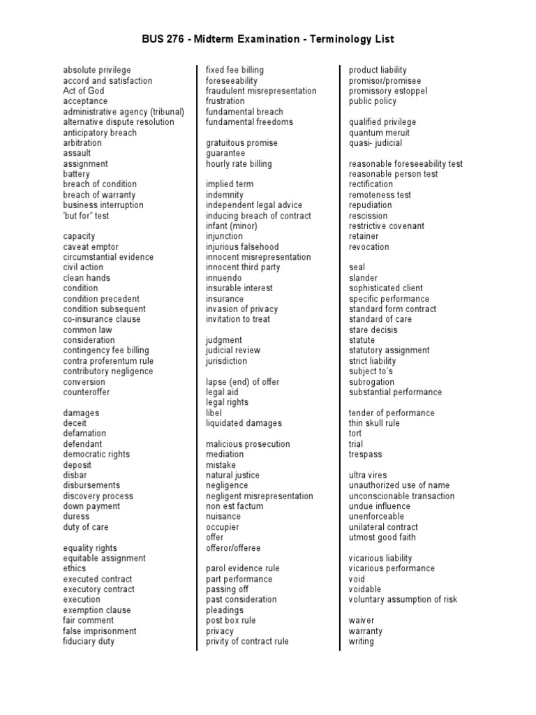Midterm Terminology List | PDF | Jurisprudence | Rules