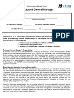 Restaurant Manager Evaluation Form PDF