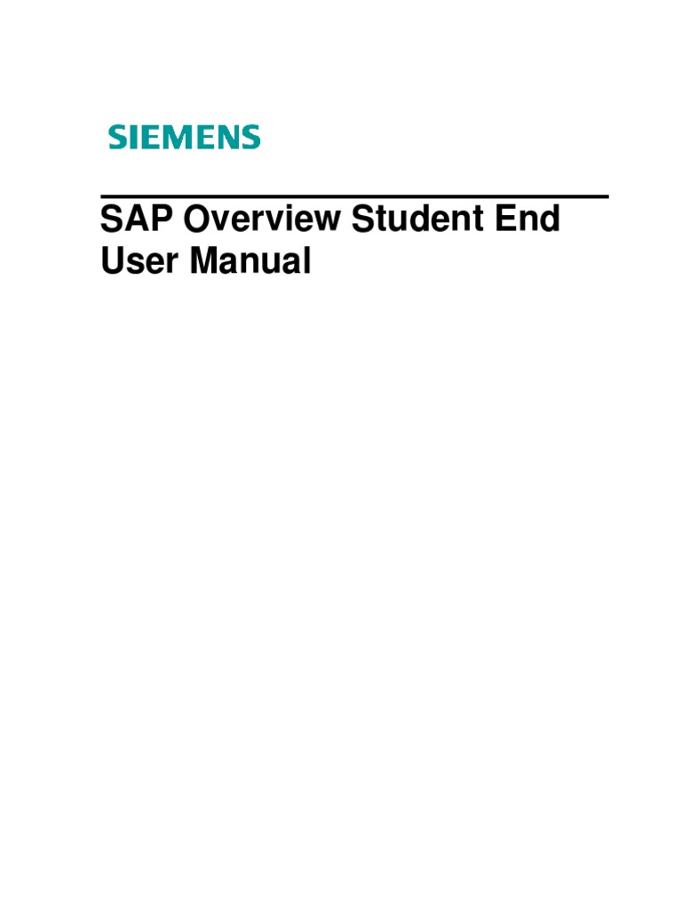 SAP Overview Student End User Manual | PDF | Point And Click | Menu ...