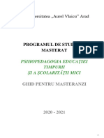 Prezentare Programul Masteral Psihopedagogia Educației Timpurii Și A Școlarității Mici PDF