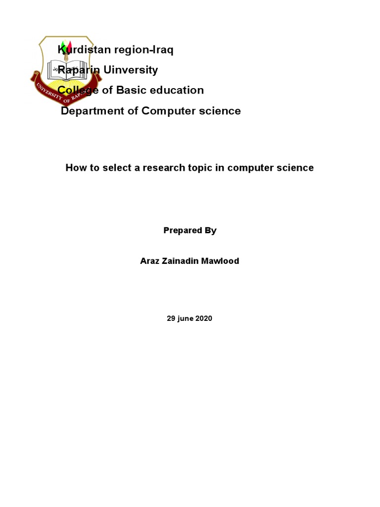 Research Topic Selection in Computer Science | PDF | Computer Network ...
