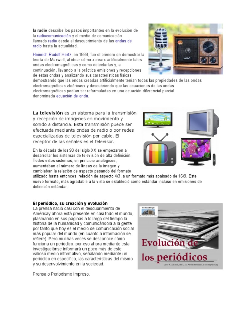 Origen y Evolucion de La Radio, PDF, Televisión