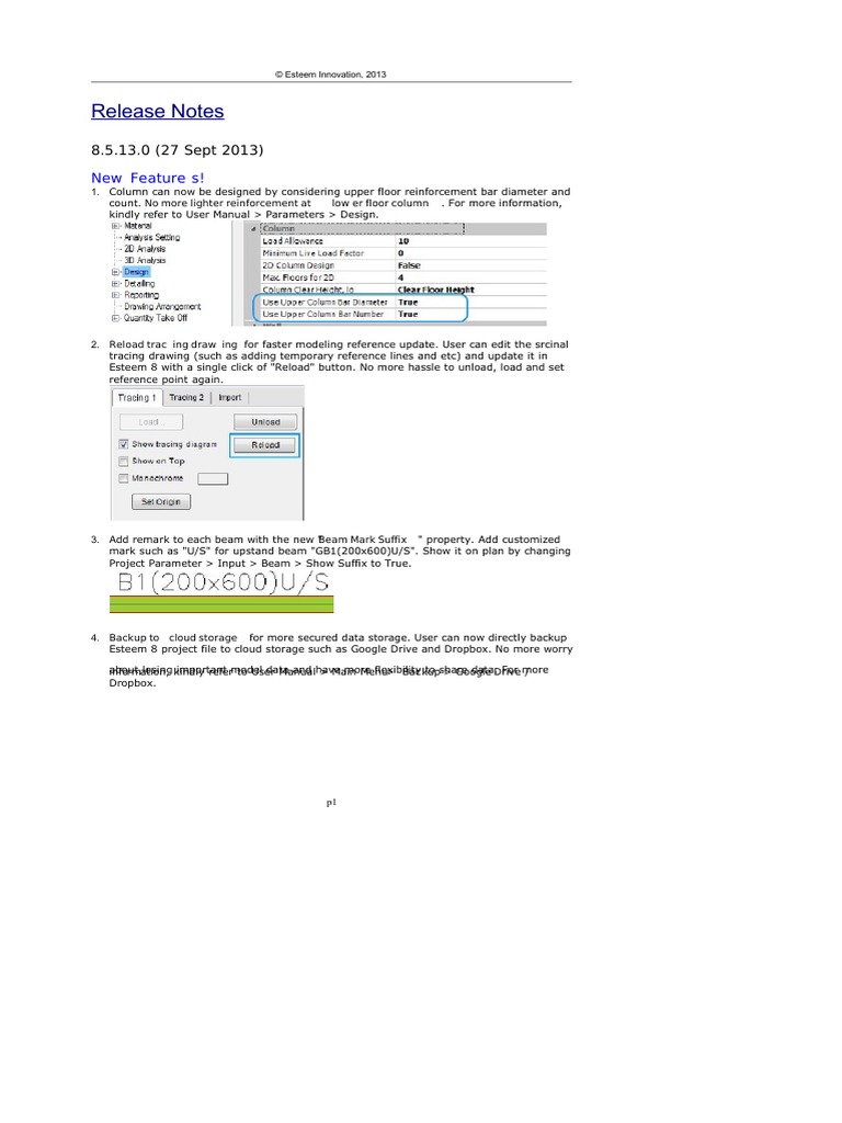 Release Notes: 8.5.13.0 (27 Sept 2013) | PDF | Beam (Structure) | Column
