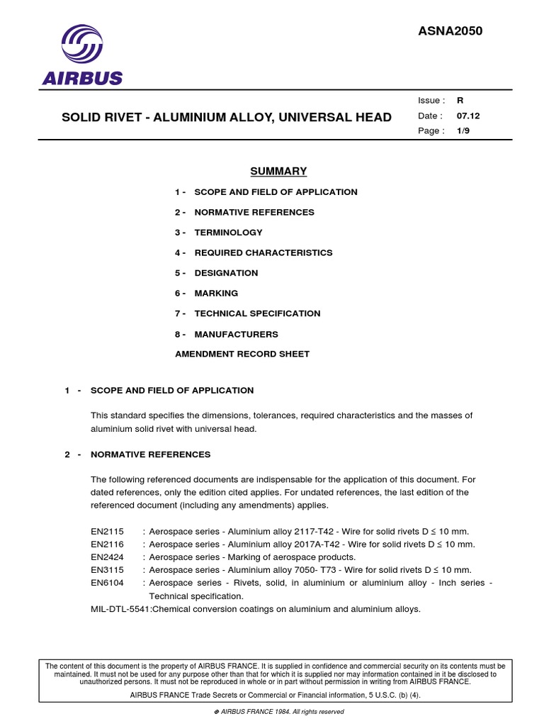 ASNA2050 Solid Rivet Aluminium&UniversalHead PDF PDF Rivet