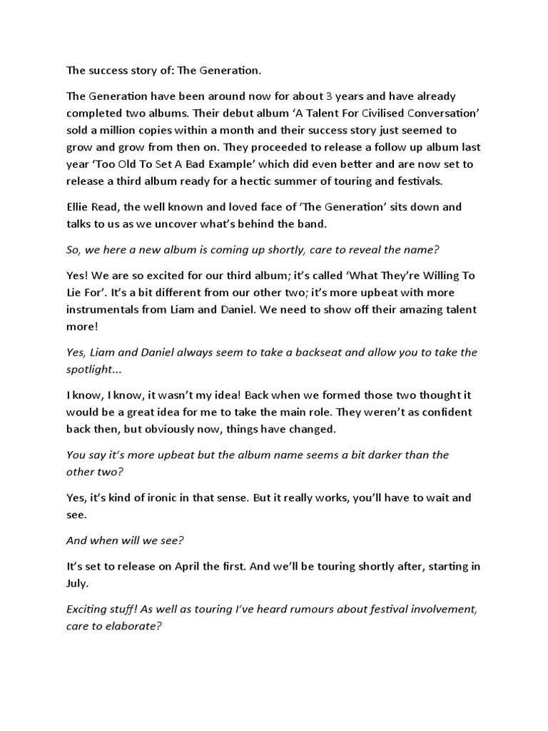 The Generation: Rise to Fame and New Album | PDF | Music Industry ...