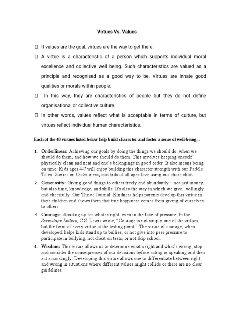 Understanding Virtues and Values | PDF | Modesty | Self Control