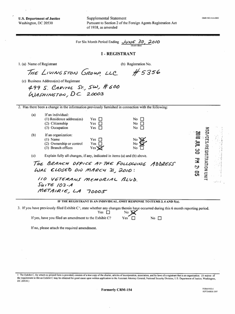Livingston Group LLC FARA Registration Details | PDF