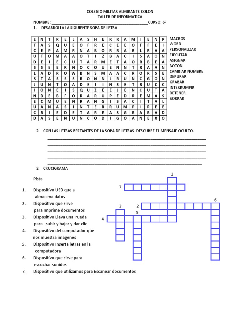 Taller de Informática 6º Grado | PDF | Hardware de la computadora ...