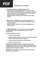 Clasificación de los productos