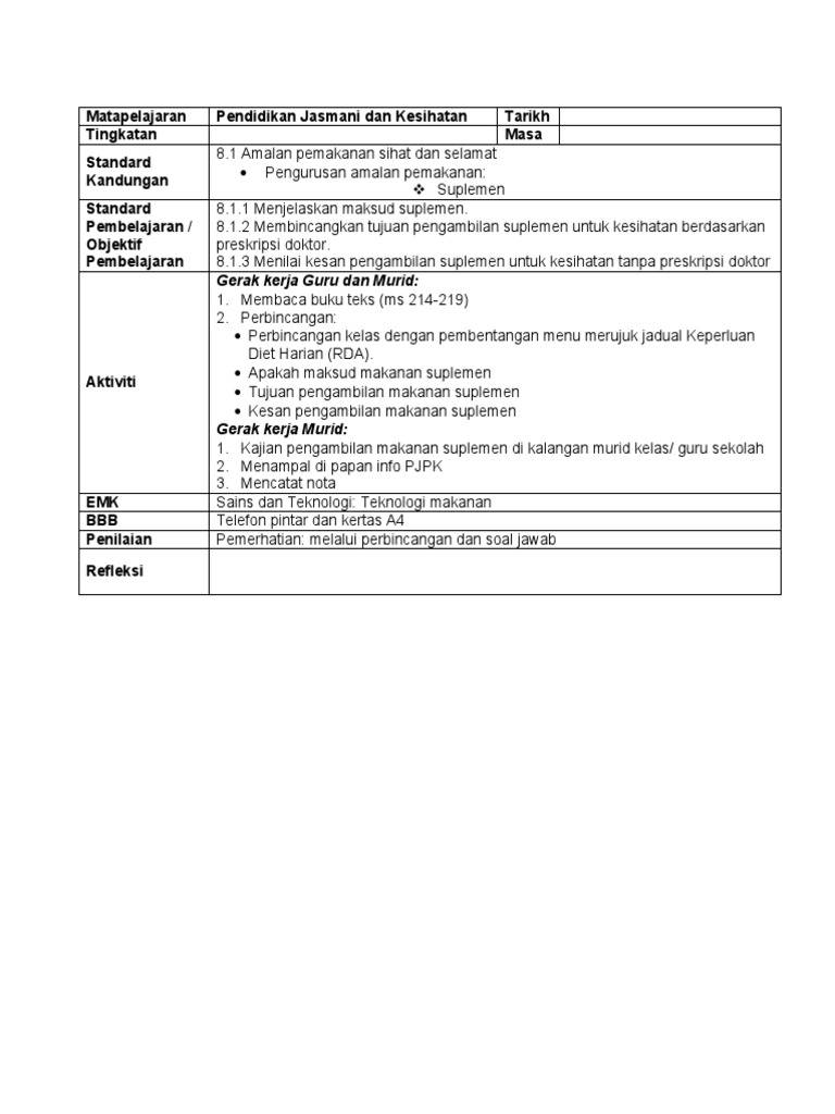 Pemakanan Suplemen 3 Jam Pdf