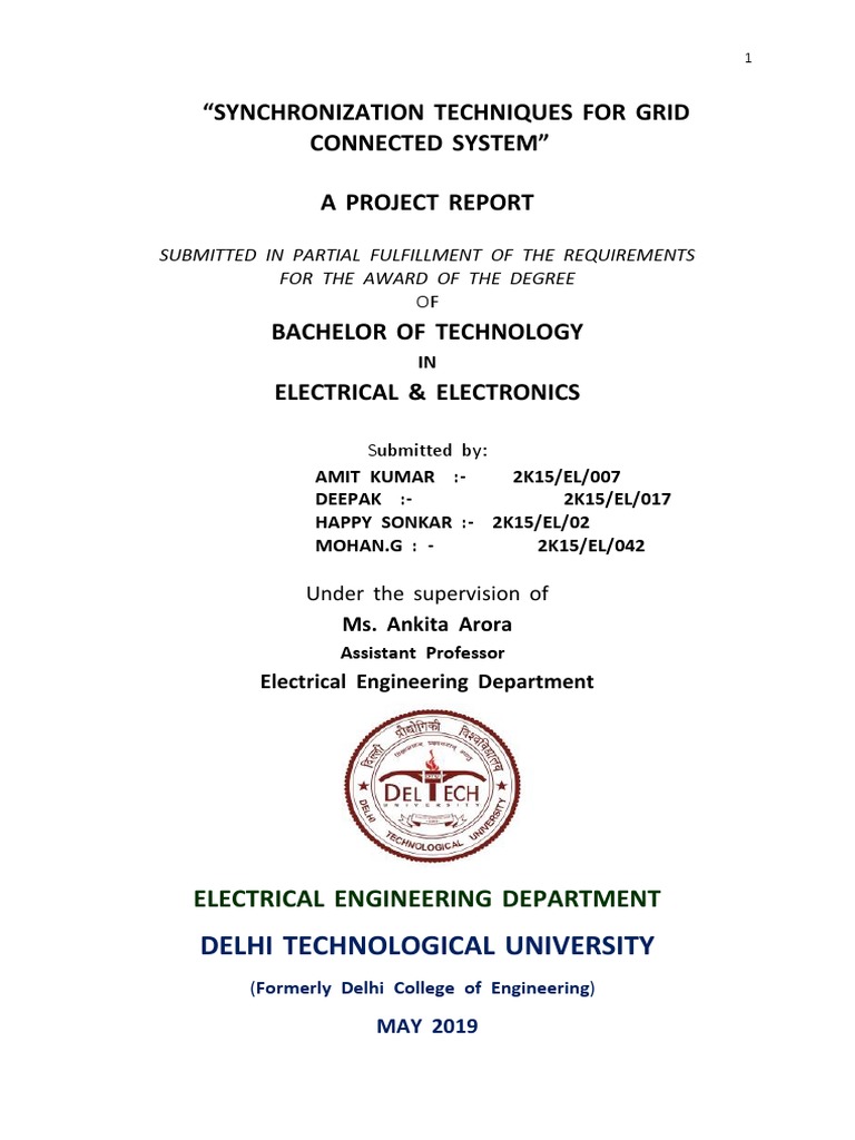 Grid Synchronization Techniques Report | PDF | Electrical Grid ...