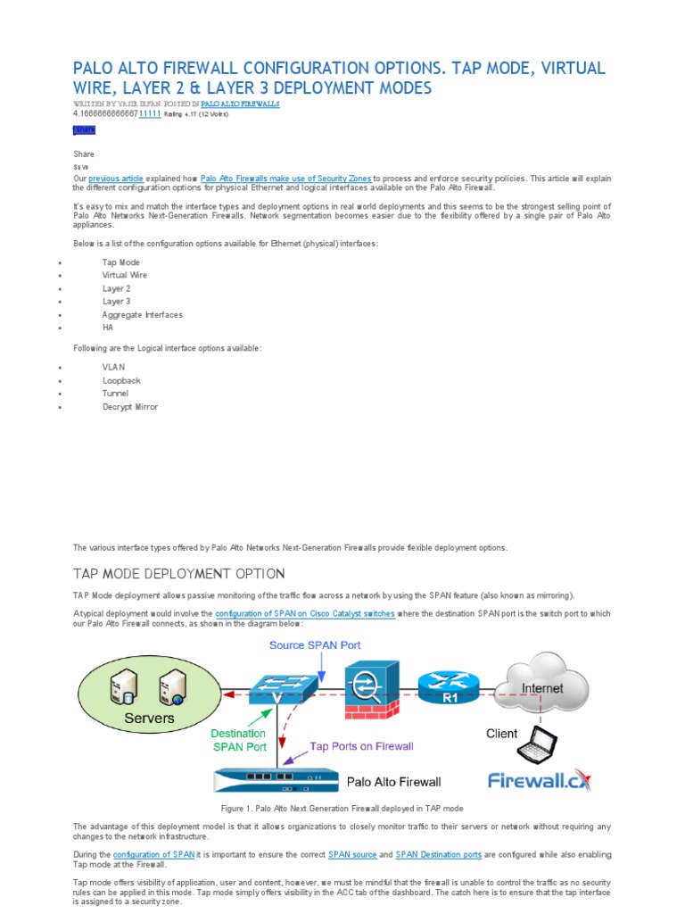 Palo Alto Firewall Configuration Options | PDF | Firewall (Computing ...