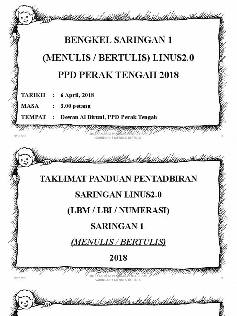 1 2018 Taklimat Panduan Pentadbiran Saringan 1 Menulis Bertulis Pdf