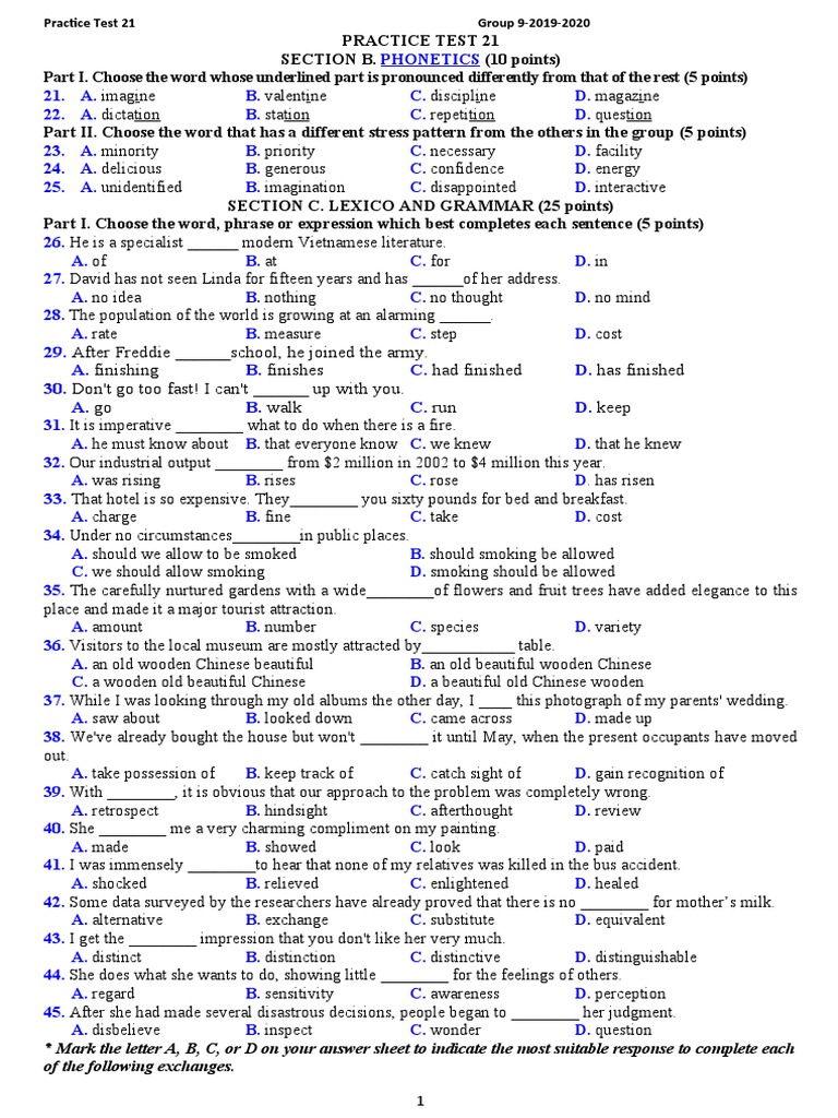 Practice Test 21 | PDF