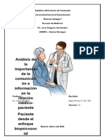 Análisis de La Importancia de La Comunicación e Información en La Relación Medico-Paciente