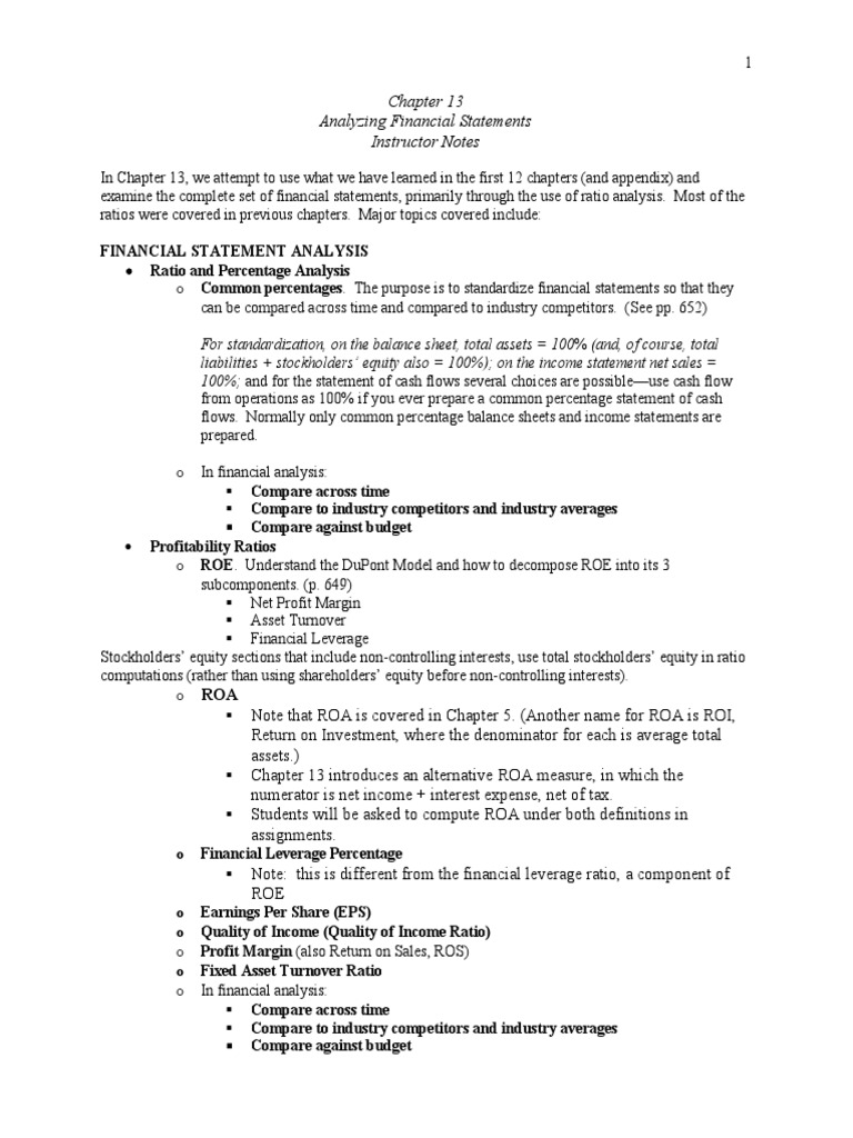 Financial Statement Ratio Analysis Guide | PDF | Leverage (Finance ...