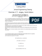 Cutting Effort Mechanical Engineering Desing Exercise 3.71 Shigley, Ninth Edition