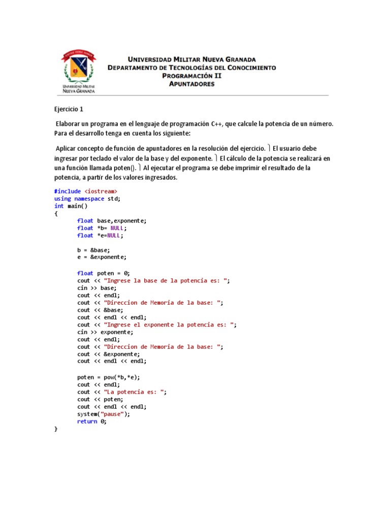 Potencia y meses con apuntadores en C | PDF | C ++ | Arquitectura de ...