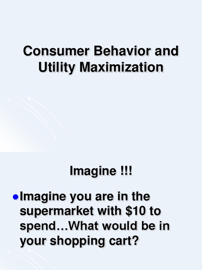Understanding Utility Maximization in Consumer Behavior | PDF | Demand ...