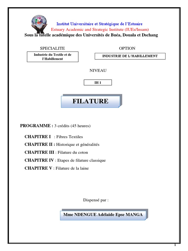 Unité De Titre Des Fibres Textiles 3 Lettres C de Filature | PDF | Les textiles | Chimie minérale