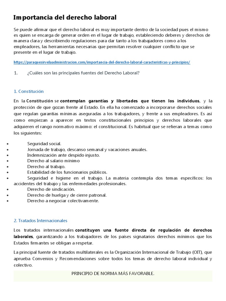 Importancia del Derecho Laboral | PDF | Derecho laboral | Virtud