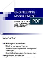 Lesson No. 1 - Introduction and Fundamentals of Management