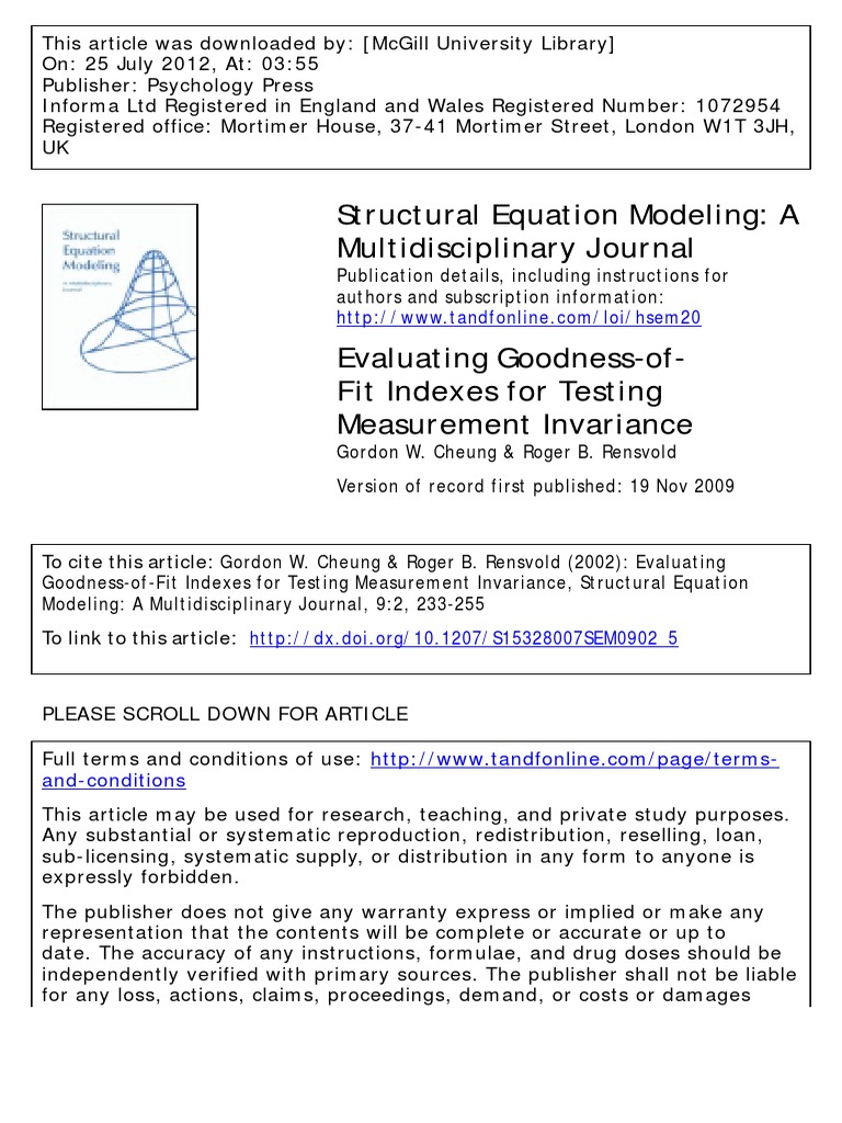Structural Equation Modeling: A Multidisciplinary Journal | PDF ...