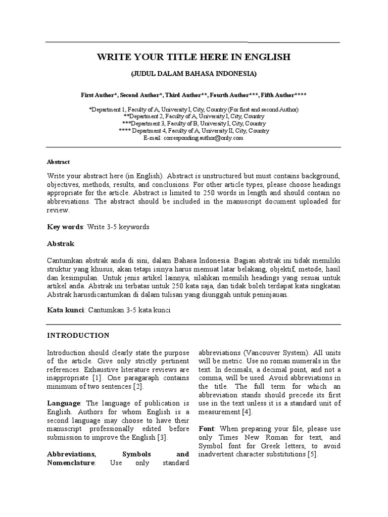 Write Your Title Here In English Judul Dalam Bahasa Indonesia Pdf Clinical Trial Experiment
