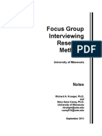 Focus Group Interviewing Research Methods: Notes