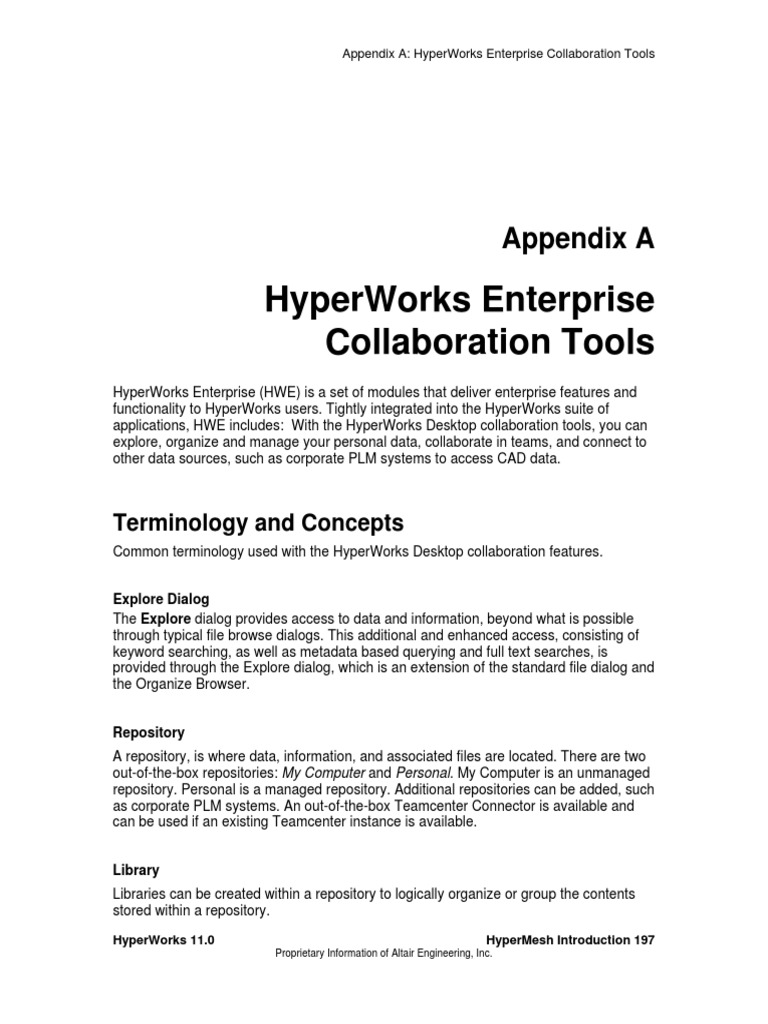 Hyperworks Enterprise Collaboration Tools: Appendix A | PDF | Metadata ...