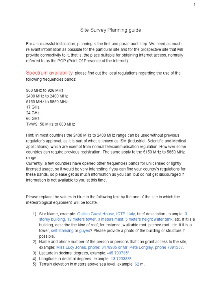 Spectrum Availability: Site Survey Planning Guide | PDF | Compass ...