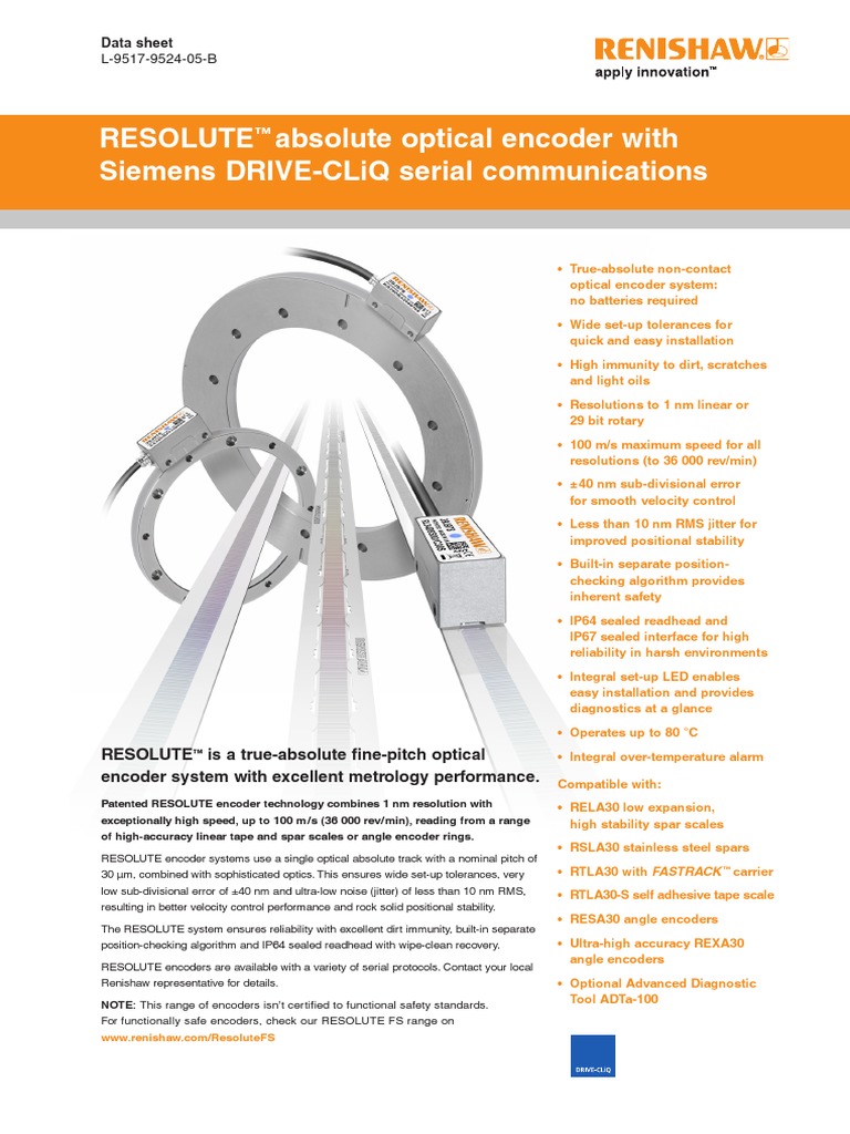 Resolute Absolute Optical Encoder With Siemens DriveCliq Serial