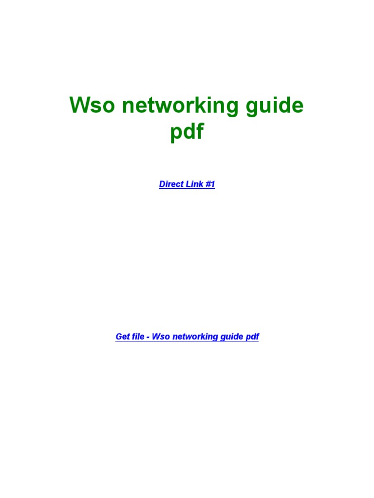 Wso Networking Guide PDF PDF Digital Technology Computing Platforms