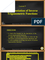 Lesson 9-Differentiation of Inverse Trigonometric Functions