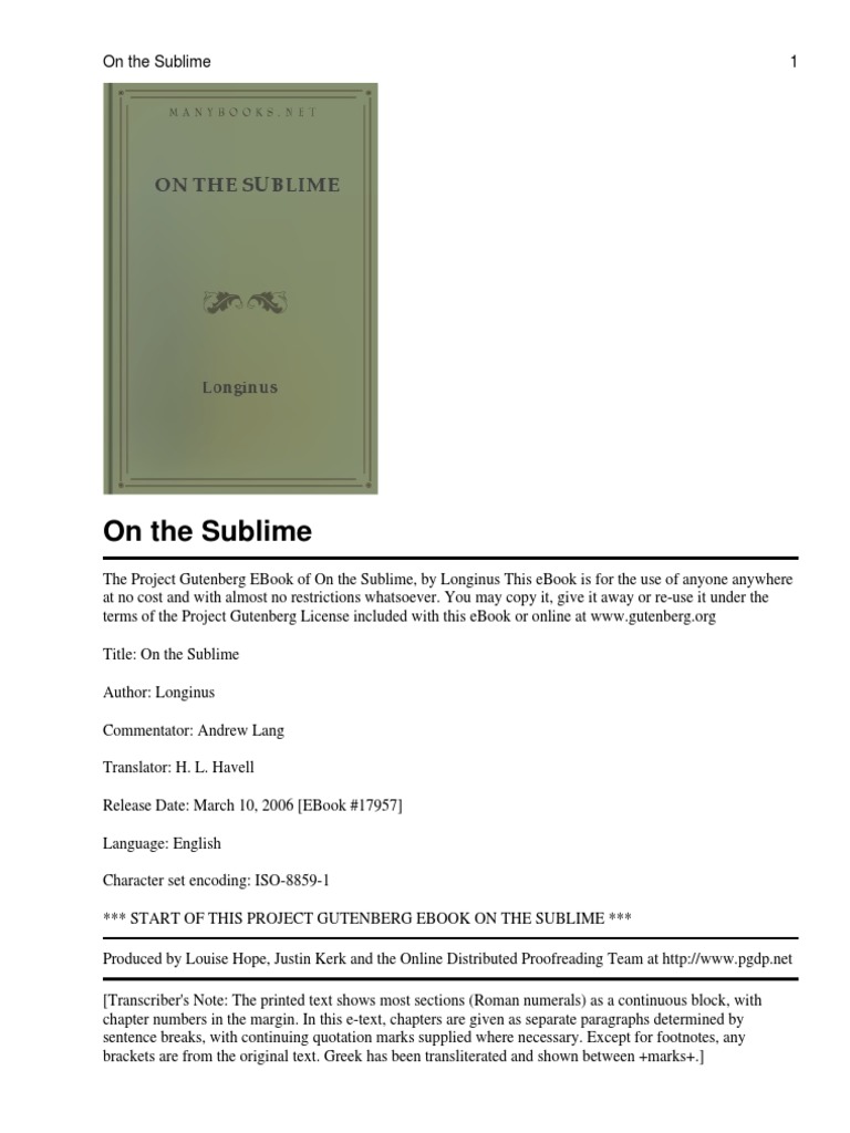 On The Sublime 1 | PDF