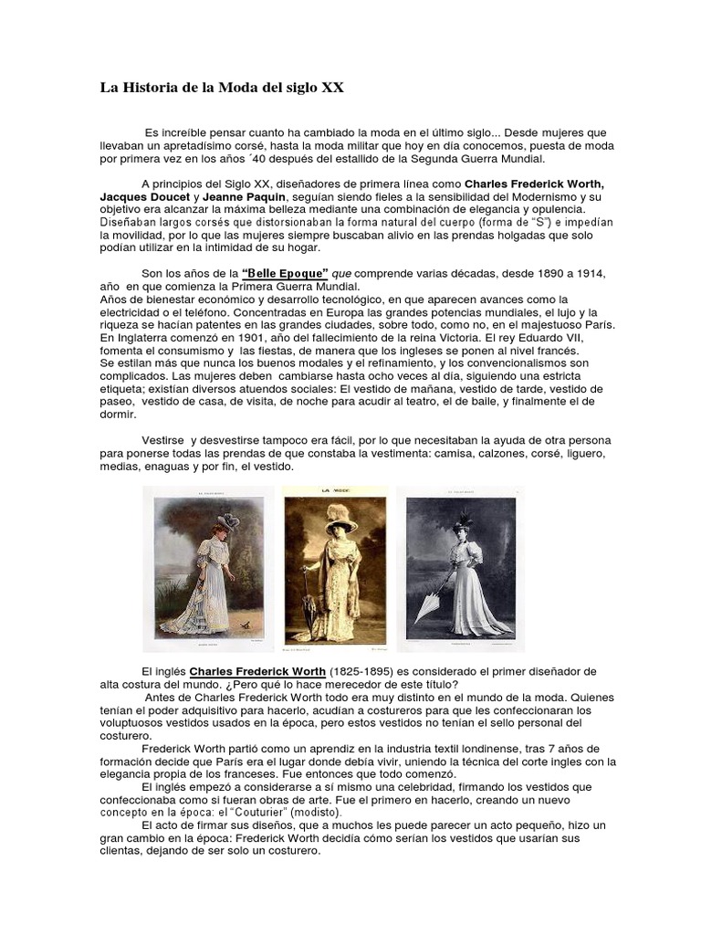 Historia de la Moda en el Siglo XX | PDF | Moda | Ropa