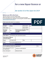 Application For A New Liquor Licence or Authority