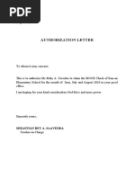 Authorization Letter: Sebastian Rey A. Saavedra