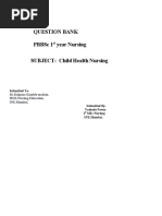 Question Bank PBBSC 1 Year Nursing SUBJECT: Child Health Nursing