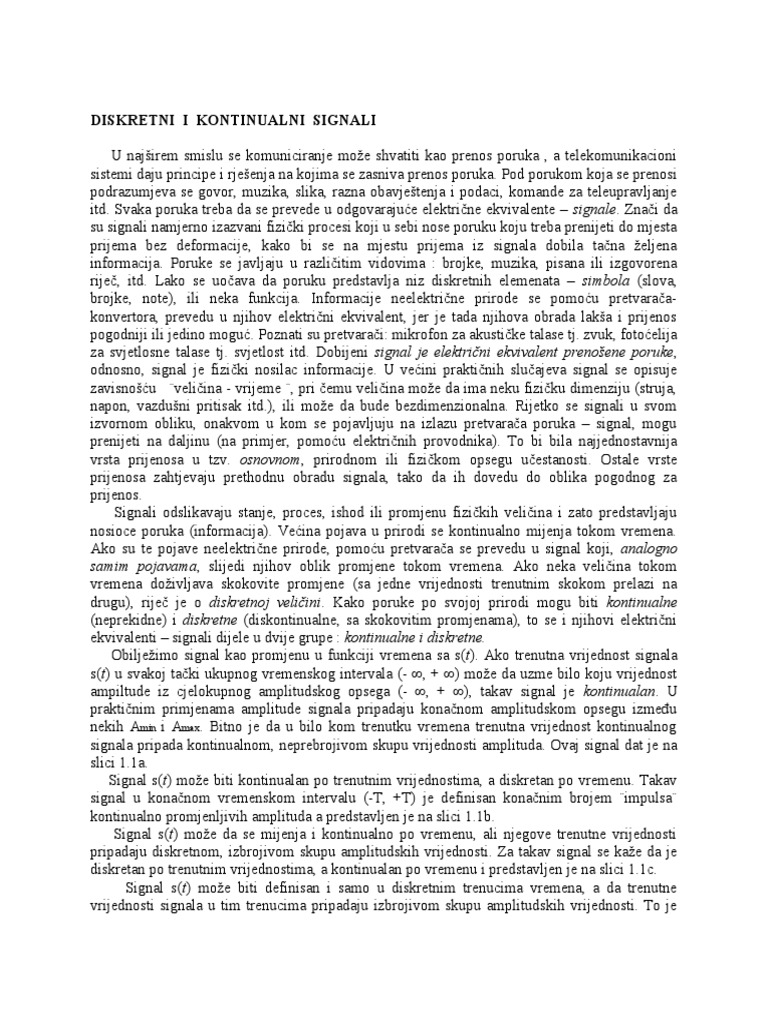 Diskretni I Kontinualni Signali | PDF