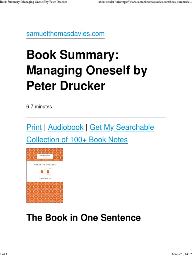 PETER DRUCKER MANAGING ONESELF HBR PDF intelligence overview