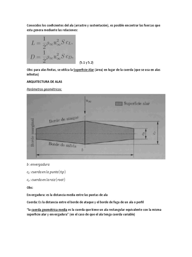 Parámetros y Efectos de Alas de Avión | PDF | Avión | Levantar (Fuerza)