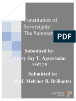 Constitution of Sovereignty: The Summary: Submitted By: Kervy Jay T. Agraviador