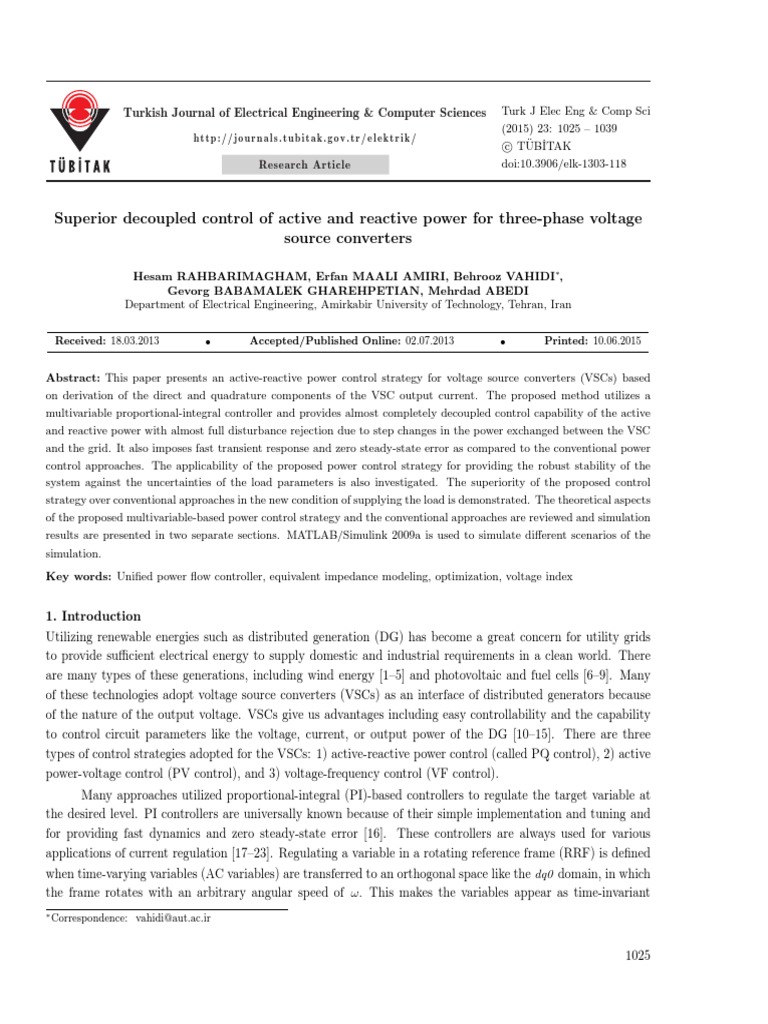 Superior Decoupled Control of Active and Reactive Power For Three-Phase ...